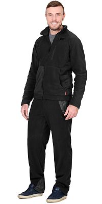 Куртка флисовая "СИРИУС-Актив"  черная с черной отделкой