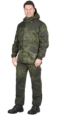 Костюм "СИРИУС-Горка" куртка, брюки  КМФ Цифра зеленая с отделкой  Хаки
