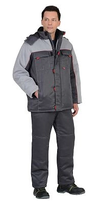 Костюм "СИРИУС-ФАВОРИТ" зимний: куртка дл., брюки тёмно-серый с серым тк. CROWN-230