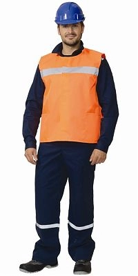 Жилет сигнальный с 1 СОП "СИРИУС-ТРАССА-А" (тк. "Оксфорд") оранжевый (распродажа)