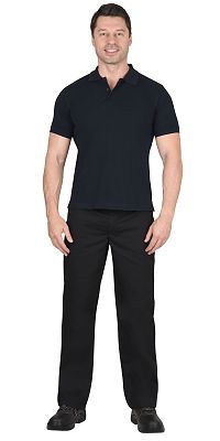 Рубашка-поло короткие рукава т.синяя, рукав с манжетом, пл. 210 г/кв.м.