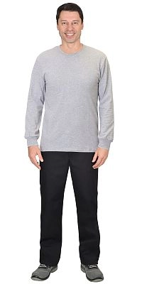 Футболка с длинными рукавами с манж. серый меланж  , пл. 165 г/кв.м., х/б-100 % (распродажа)