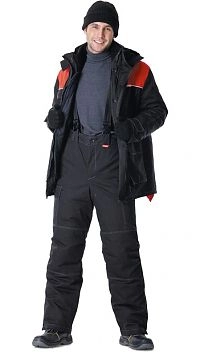 Костюм "СИРИУС-СИБИРЬ" куртка дл.,брюки чёрный с красным (распродажа)