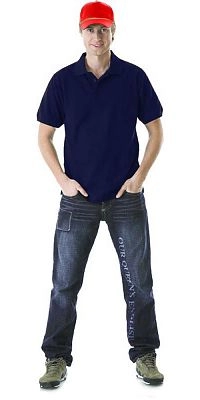 Рубашка-поло короткие рукава дабл тёмно-синяя, пл. 205 г/кв.м.