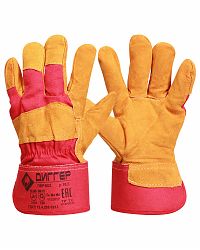 Перчатки утеплённые спилковые"ДИГГЕР"комб-е,мех750 г/м2,жёлто-красные, дл.27 см, р 10.5(пер602)