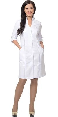 Халат "СИРИУС-МУЗА" женский белый с сиреневым