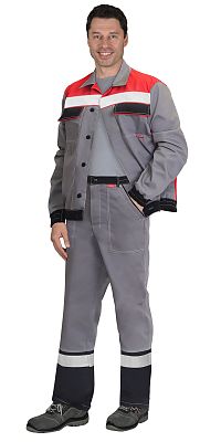 Костюм "СИРИУС-5120" куртка, брюки средне-серый с красным и СОП