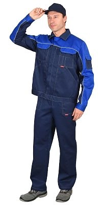 Костюм "СИРИУС-АВТОМАСТЕР" куртка,  п/к т. синий с васильковым