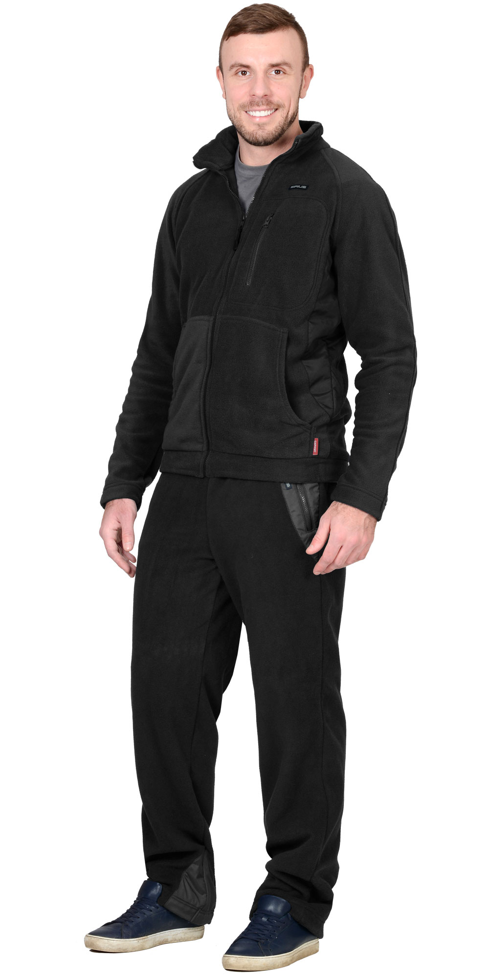 Куртка флисовая СИРИУС-АКТИВ черная с черной отделкой - 