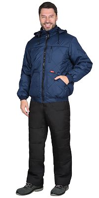 Куртка "СИРИУС-ПРАГА-Люкс" короткая с капюшоном, темно-синяя