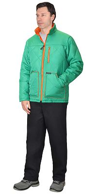 Куртка "СИРИУС-ПРАГА-Люкс" зеленое яблоко (подкладка оранжевый флис)