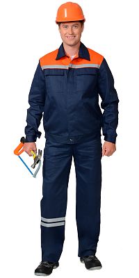 Костюм "Эксперт": куртка, п/комб. тёмно-синий с оранжевым и СОП (распродажа)
