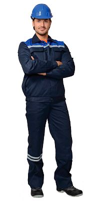 Костюм "Эксперт": куртка,  п/комб. тёмно-синий с васильковым и СОП (распродажа)
