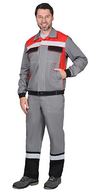 Костюм "СИРИУС 5120" куртка, брюки средне-серый с красным и СОП