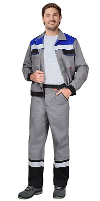 Костюм "СИРИУС 5120" куртка, брюки средне-серый с васильковым и СОП
