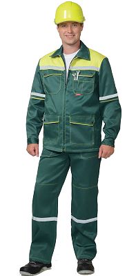 Костюм "СИРИУС-МЕХАНИК" куртка, брюки зелёный с жёлтым и СОП