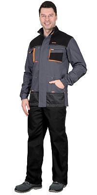 Куртка "СИРИУС-МАНХЕТТЕН" т.серый с оранж. и черным тк. стрейч пл. 250 г/кв.м 