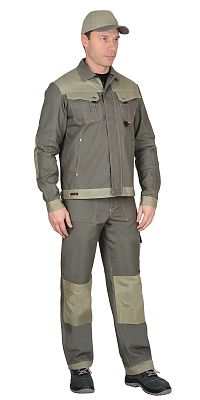 Костюм "СИРИУС-Вест-Ворк" куртка,брюки т.оливковый со св.оливковым пл. 275 г/кв.м 